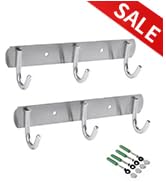 Newness Wall-Mounted Coat Rack, 3-Hooks Coat Hooks Rail Heavy Duty Towel Rack, Modern Stainless S...