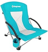 KingCamp Portable Folding Beach Chair with Carry Bag, High Back Beach Chairs for Adults, Chair fo...