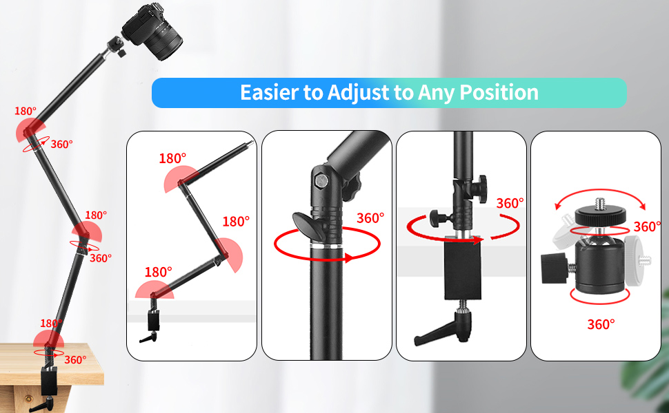 3-Section Heavy Duty Overhead Camera Desk Mount Stand 