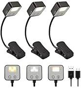 3 Pack Rechargeable Book Lights for Reading at Night in Bed Rechargeable LED Book Light with Memo...