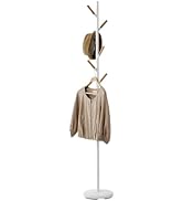 YAMAZAKI Home Freestanding Coat Rack Stand – Modern Coat Tree With Wooden Hooks, Standing Coat Ha...