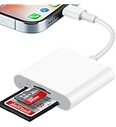 SD Card Reader for iPhone, SD &amp; Micro SD Dual Slots Memory Card Reader for iPad, Plug and Play Tr...