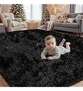 6x9 Area Rugs for Living Room Rug: Soft Fluffy Shag Black Rugs for Bedroom, Non-Slip Large Fuzzy ...