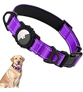 Taglory AirTag Dog Collar, Reflective Collars with Airtag Holder, Dual D-Rings, Safety Locking Bu...