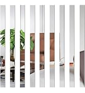 10Pcs Home Decor Mirror Wall Stickers, Self-Adhesive Striped Acrylic Sheets 5x20cm for Bathroom, ...