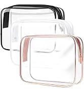 TRODANCE Clear Toiletry Bag, 3 Packs TSA Approved Water resistant Travel Organizer, Airport Airli...