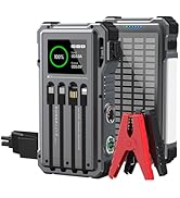 Uukto Solar Jump Starter, 5000A Peak 12V Car Battery Jump Starter for Up to 10.0L Gas &amp; 6.0L Dies...