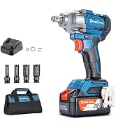 Dong Cheng 20V Cordless Impact Wrench, Max Torque 360 ft-lbs (488N.m), 1/2 inch with 3 Mode Speed...