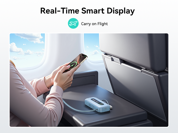  Portable Power Bank with Retractable USB C Cables