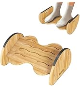Ergonomic Under Desk Bamboo Footrest, 2-in-1 Reversible Rocking Footrest, 4 Adjustable Heights Of...