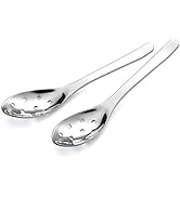 Small Slotted Spoons,AOOSY Modern Stylish Thick Heavy-weight Short handle Stainless Steel 10 Hole...