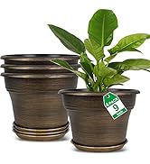 Plant Planters Pots Set of 4 Pack 9 Inch, Plastic Flower Pot for Indoor Plants with Drainage Hole...