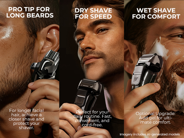 Priority should be given to using POP-UP TRIMMER for trimming long beards