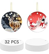 32 pcs Metal Sublimation Ornament Blanks,Christmas Ornaments Sublimation Christmas Ornament Blank...