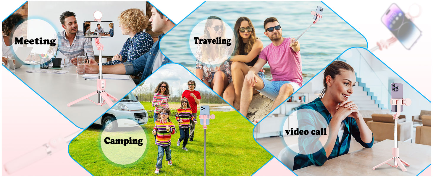 selfie stick with remote and led light