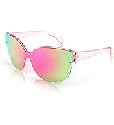 FEISEDY Cat Eye Sunglasses Polarized for Women Men,Rimless Mirrored Sunglasses, Oversized, Trendy...