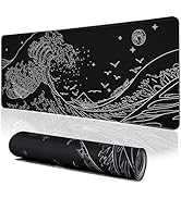 MEWOOCUE Black Gaming Laptop Mouse Pad,Sea Wave Big Mice Pads PC Keyboard Waterproof and Non-Slip...