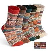 Luckit 6 Pairs Warm Wool Cotton Socks for Men and Women, Winter Nordic Cabin Socks Men, Unisex Kn...