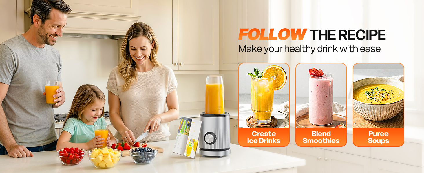 Portable Personal Blender for Shakes, Food Prep, Frozen Blending