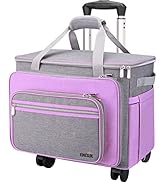 FINESUN Sewing Machine Case with Wheels, Foldable Deluxe Rolling Sewing Machine Carrying Bag for ...
