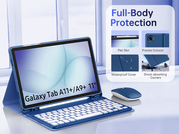 galaxy tab a11+ 11" case with backlit keyboard