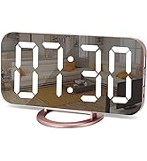 Alarm Clock for Bedroom,LED and Mirror Digital Clock Large Display,with Dual USB Charger Ports,Au...
