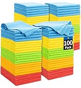 HOMERHYME Microfiber Cleaning Cloth, 100 Pack Cleaning Rags Microfiber Towel Bulk Absorbent Lint-...