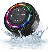 Bluetooth Shower Speaker, Portable Bluetooth Speakers with LED Light, IP67 Waterproof Outdoor Wir...
