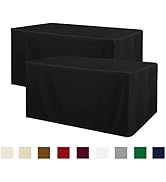 Obstal Black Tablecloth Fitted for 6ft Rectangle Table - Water Resistant Polyester Table Cover fo...