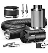 Hon&amp;Guan 4" Air Filtration Kit: 4 Inch Inline Duct Fan with Speed Controller, 10" High Carbon Fil...