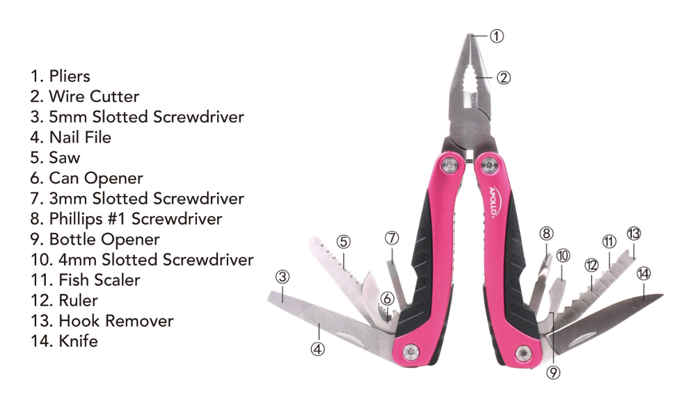 apollo tools pink all in one pocket tool