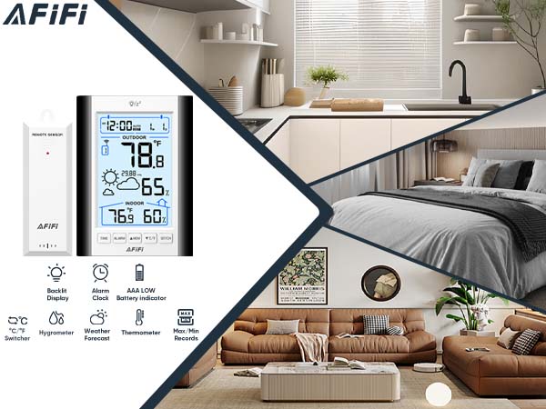 Indoor Outdoor Thermometer Hygrometer Wireless