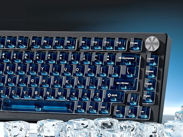 Dark Blue Clear Keyboard keycaps,Transparent keycaps,Crystal Jelly Key Cap Set,Shine Through Key cap