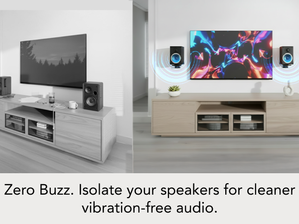 Speaker mount design reducing vibration for cleaner, buzz-free audio performance.