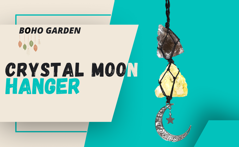 Crystal moon hanger Smoky Quartz &amp;amp; Citrine