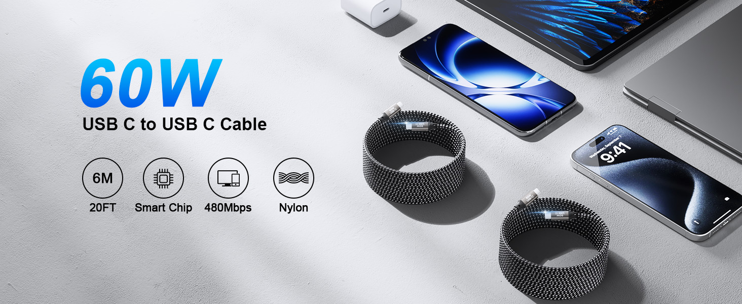 20FT USB C Cable 60W
