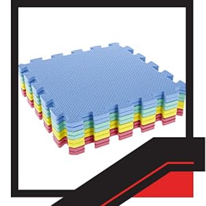 Image of stacked gym mats for home gym.