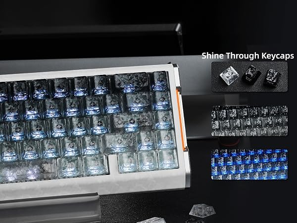 Clear Jelly Keycaps, Translucent Keycaps Set Gradient Grey Keycaps 120 Keys Custom Keycaps