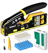 Brileine RJ45 Crimp Tool Pass Through Kit Ethernet Crimper Cat5 Cat5e Cat6 Crimping Tool for RJ11...