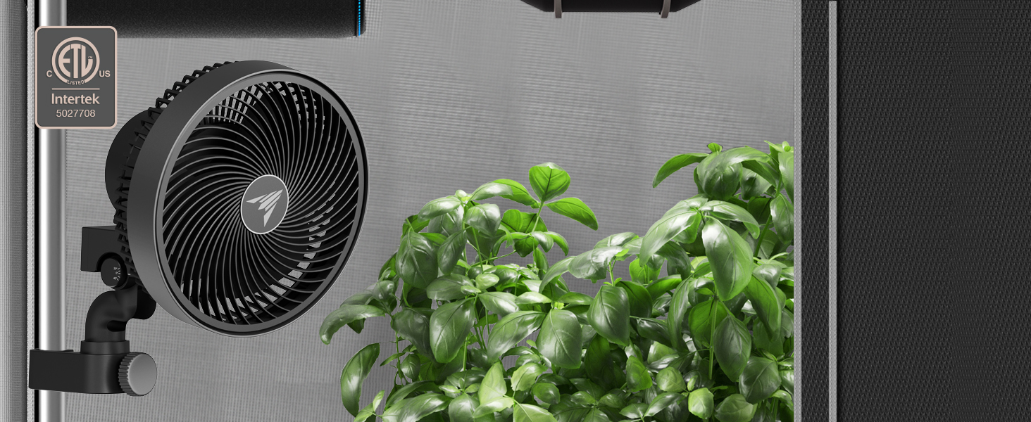 Grow Tent Clip Fan 10-Speeds EC-Motor Weatherproof IP-44 Quiet Hydroponics Circulation Cooling