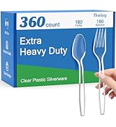 Dealusy 360 Count Extra Heavy Duty Clear Plastic Forks and Spoons, 180 Forks &amp; 180 Spoons, Heat R...