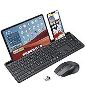 PEIOUS Bluetooth Keyboard and Mouse Compatible for Mac and Windows, Rechargeable Multi Device Key...
