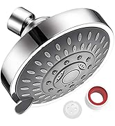 Top Shower Head for Hard Water Softener High Pressure Rain Shower Head with 5 Spray Mode, Removab...