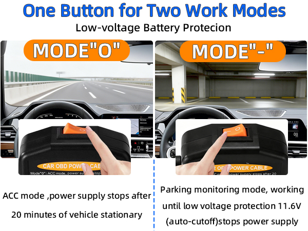 Dash Cam Hardwire Kit USB C, OBD2 to Type-C Adapter Hardwire Kit with 24/7 Parking Mode