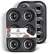 HONGBAKE Donut Pan For Baking, Upgraded Deepened Doughnut Tray, 2 Pack 6 Cavity Mini Bagel Mold f...