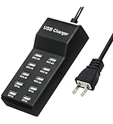 Wyssay USB Charger,5V 10A(50W) USB Charging Station with 10-Port Family-Sized Smart USB Ports for...