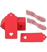 G2PLUS Red Gift Tags, 100PCS Hollow Heart Gift Tags, Wedding Favors Tags, 3.7''x1.8'' Blank Gift ...