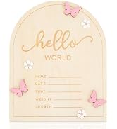 Hello World Baby Announcement Sign Newborn Welcome Name Board – 5.9"x4.7" Door-Shaped Birth Stat ...
