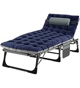 ABORON 3-in-1 Folding Patio Lounge Chair, 440LB Heavy-Duty Tri-Fold Guest Bed with Plush Cotton C...