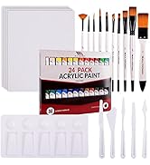 WA Portman Complete Acrylic Paint Kit - 24 Piece Acrylic Paint Set with Canvas and Brushes - Canv...
